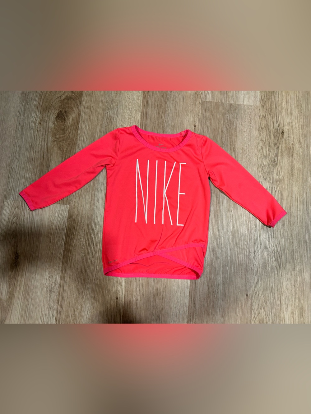 Nike Kids Coral-Blend Long Sleeve Rashguard with White Logo